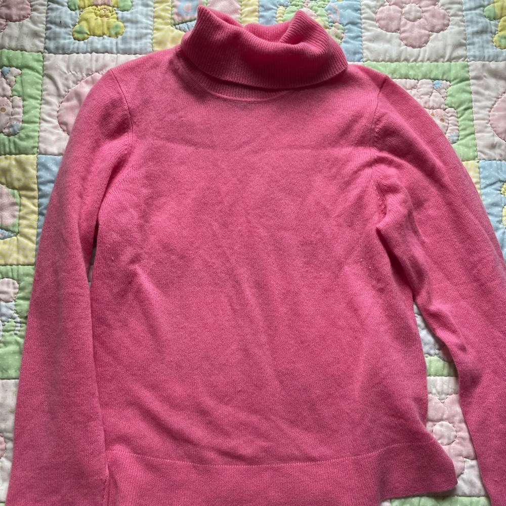 TAHARI XL TWO PLY 100% CASHMERE HOT PINK TURTLENECK SWEATER